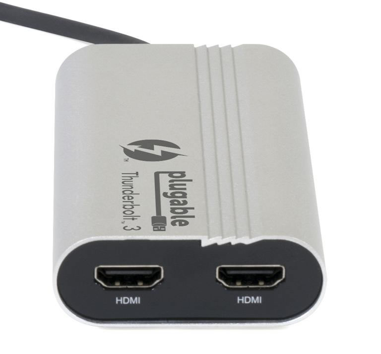 Plugable Thunderbolt™ 3 Dual Display HDMI 2.0 Adapter for Mac and Windows