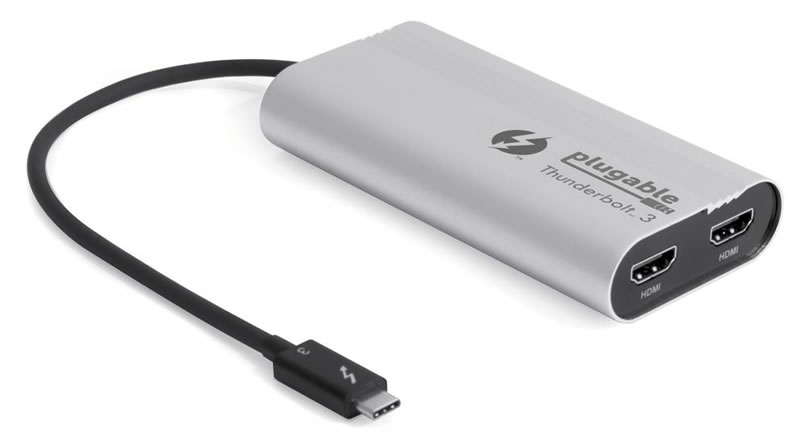 This display adapter from plugable is part of my multi-monitor setup for my 16" Macbook Pro.